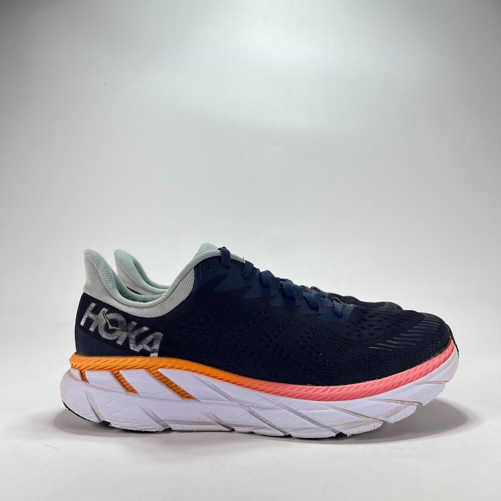 HOKA Clifton 7 Black Iris Blue Haze Running Shoes 1110535 BIBH Women's Size 10D